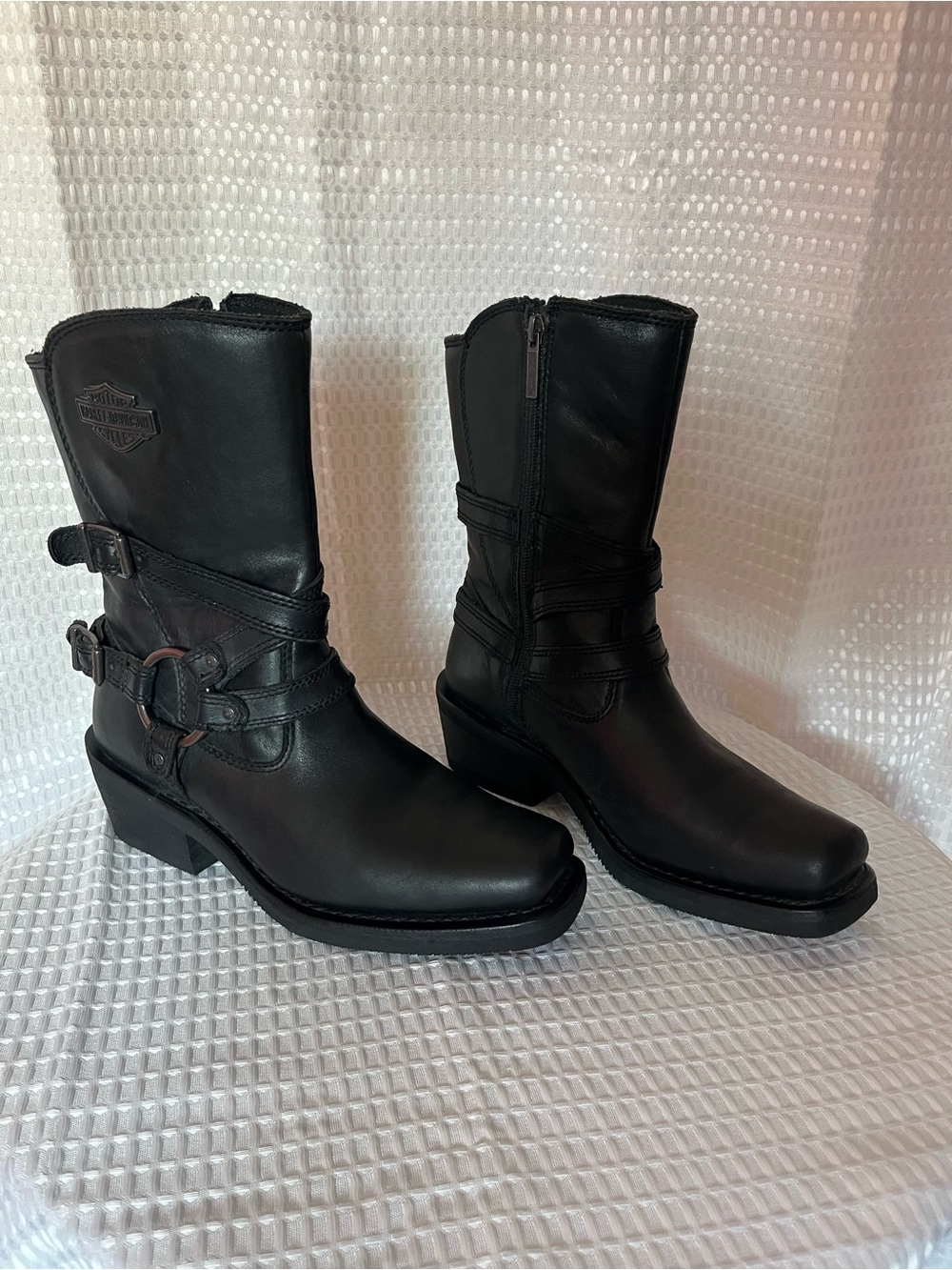 Harley-Davidson Ingleside D87091 Harness Leather Boots Black Women's 8.5M - Picture 5 of 16